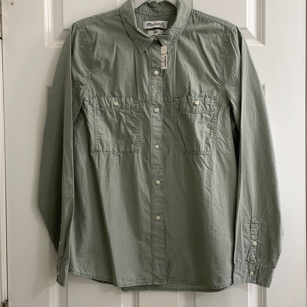 Olive green lightweight cotton button down
